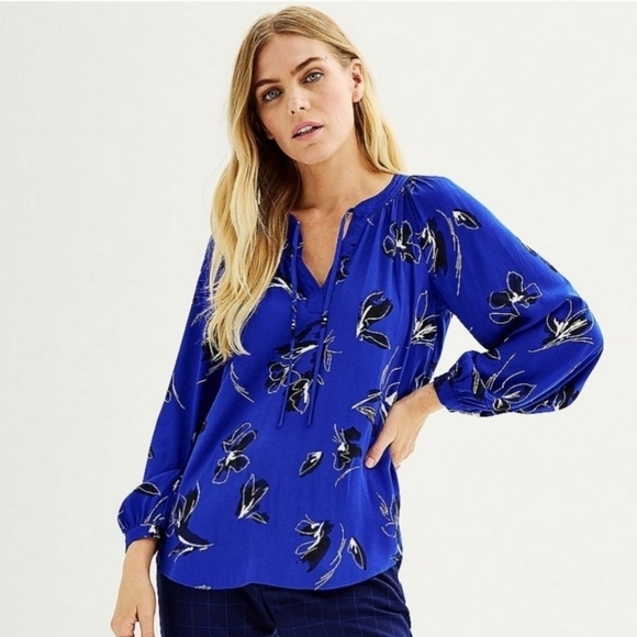 Nine West Colorful Floral Print Tunic Satin feel/look Size 0X, Business Casual - Picture 2 of 10